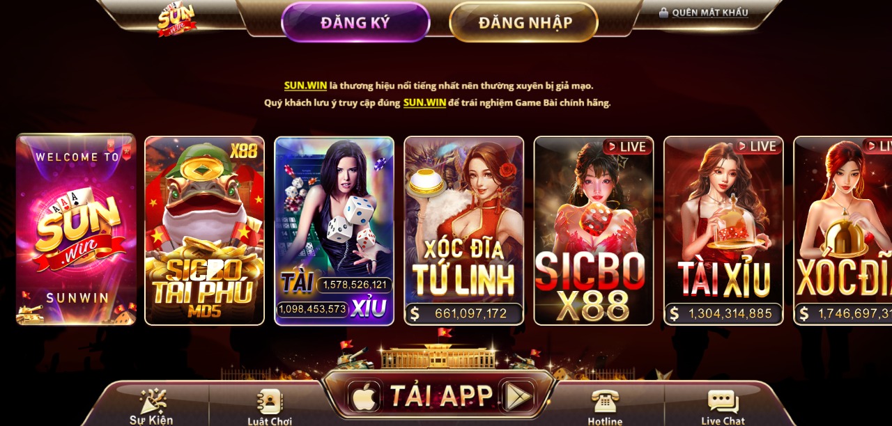 Sunwin: Sòng bài trực tuyến hàng đầu tại Việt Nam